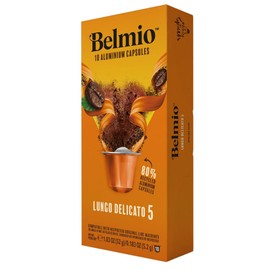 Belmio Lungo Delicato Coffee Pods - 100 Count (10 Packs of 10), Light Roast (Intensity 8), Brews 4 oz. - Compatible with Original Nespresso Machines - Made in Belgium