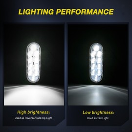 Nilight 6 Inch Oval Trailer Tail Light with Flush Mount Grommets Plugs w/Mounting Brackets 2PCS White Waterproof Reverse Back Up Lights for RV Truck