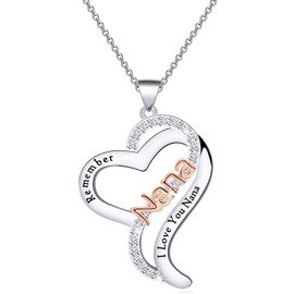 BEKECH Mother’s Day Gift Grandma Necklace Remember I Love You Granny/Grandma/Mimi/Nana/Nonna Infinity Love Heart Necklace(nana)