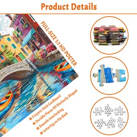 1000 Piece Puzzle for Adults, Italian Town Puzzles for Adults 1000 Pieces, Venice Street Jigsaw Puzzles 1000 Pieces Italy Landscape Venice Scene Puzzle for Adults Teens Seniors Gift