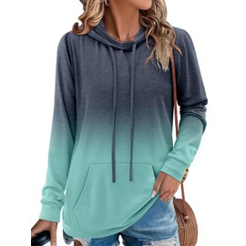 onlypuff Hoodies for Women Tie Dye Hooded Sweatshirts Trendy Teen Girls Fashion Fall Tunic Tops Dressy Shirt Green M