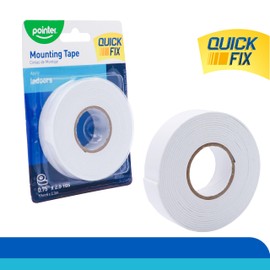 Pointer Double-Sided Mounting Tape, White, 0.75 inch x 2.5 Yards, 1.2mm Thickness, Quix Fix Indoor Adhesive