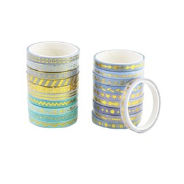 EASYKEENECOM 20 Rolls Thin Foil Gold Washi Tape Set, Decorative Tape, Colourful, Masking Tape, Colourful for Children, Scrapbooking Accessories, Bullet Journals, Craft Planner, Crafts and DIY