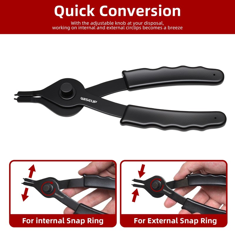 WISEUP 10-Piece Snap Ring Pliers Set, Heavy Duty Internal/External Circlip