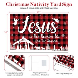 20 Inch Christmas Nativity Yard Sign with Stakes - Jesus Manger Scene Lawn Decorations for Outdoor Xmas Party