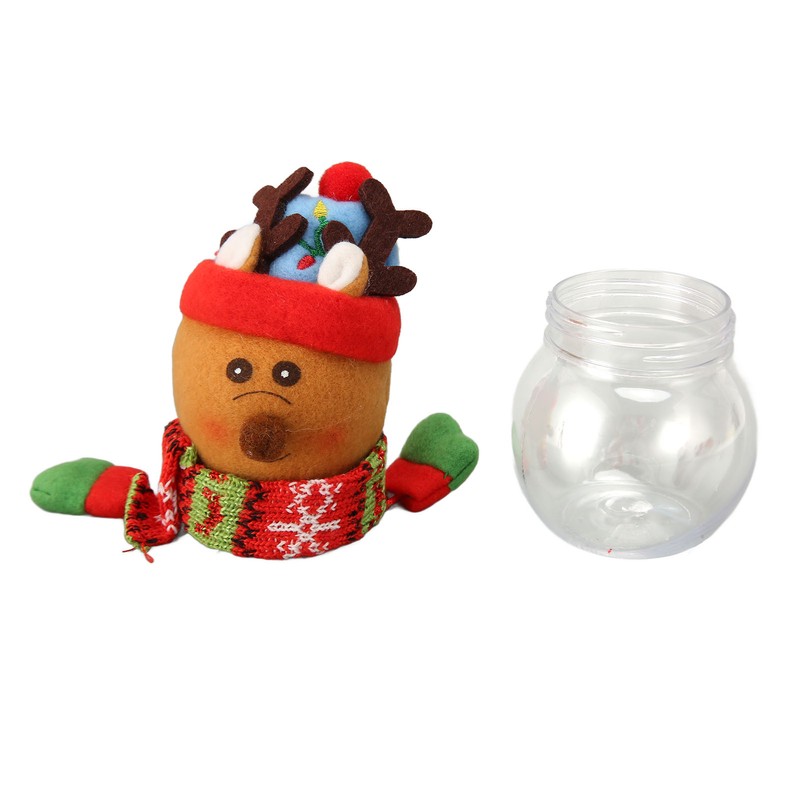 3pcs Christmas Candy Jars Transparent Clear Plastic Biscuits Jars Decorative