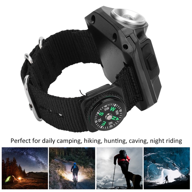 Wrist LED Light Hand Flashlight with Display Electronic Watch MultiFunctional