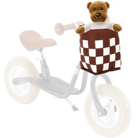 Taeku Children's Bicycle Basket, Foldable Handlebar Bag, Checked Pattern Bicycle Bag, Balance Bike Bag, Handlebar Basket for Boys and Girls (Brown)