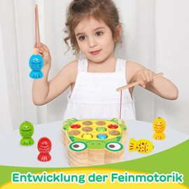 YIQOGAME Spielzeug Ab 2 3 4 Jahre,Holz Magnetisches Angelspielzeug Holzspielzeug Für Kinder Montessori Motorikspielzeug,Montessori Spielzeug Geschenk Für Junge Und Mädchen