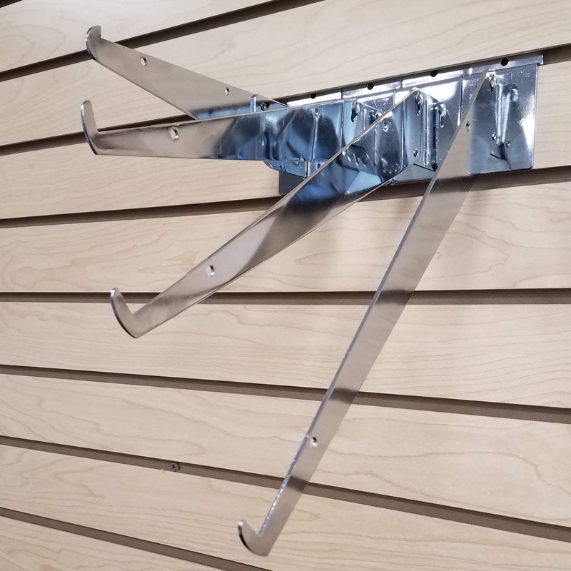 Chrome Adjustable Angle Slatwall Shelf Bracket 12" D - 6