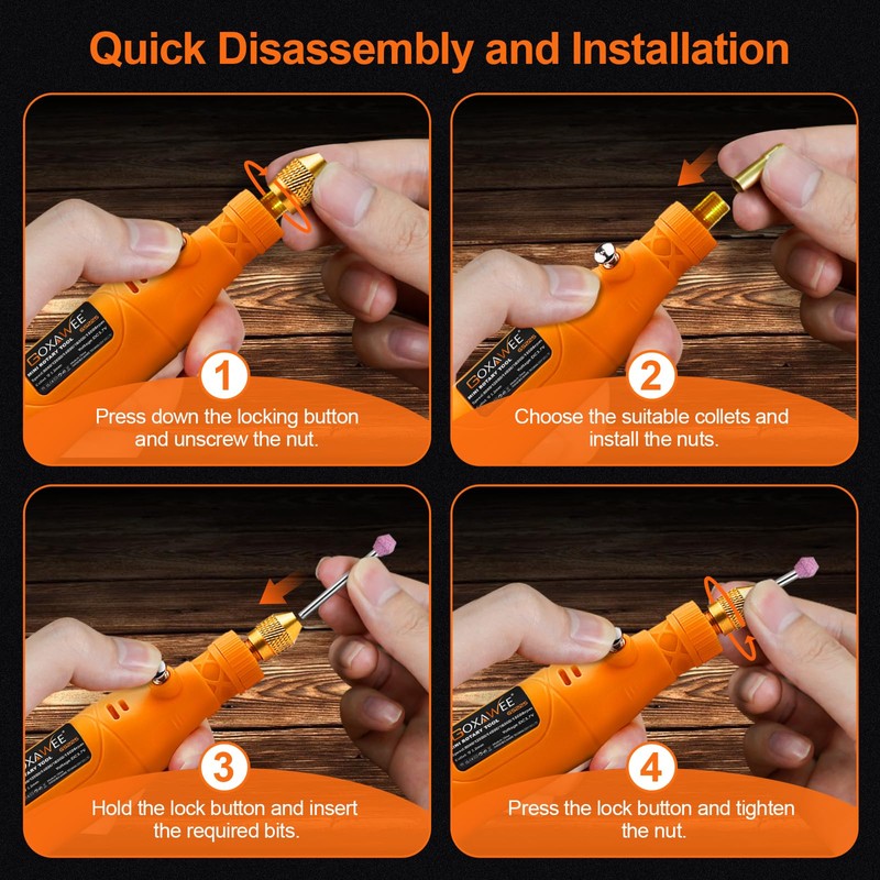 GOXAWEE Mini Cordless Rotary Tool Kit with 105pcs Accessories, USB