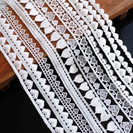 sempiterno 10m (10 Types) Ultra Narrow Heart Pattern Decoration Lace Kit DIY Craft Hair Decoration Home Decoration Holiday Souvenir Decoration Sewing (White)