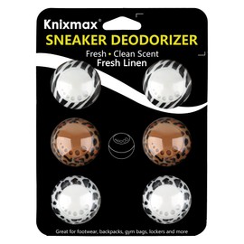 Knixmax Sneaker Deodorizer Shoe Freshener Balls, Boot Odor Eater Deodorizing Ball Sneaker Deodorants, Gym Bags Lockers Car Air Fresheners, 6 Packs Fresh Linen Leopard