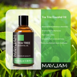 MAYJAM Essential Oil, Tea Tree, 3.38 fl oz (100 ml) Aroma Oil, Large Capacity, Natural Tea Tree Oil, Aroma Gift