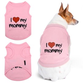 Parisian Pet Dog Cat Clothes Tee Shirts I Love Mommy Pink (5XL, I Love My Mommy - Pink)