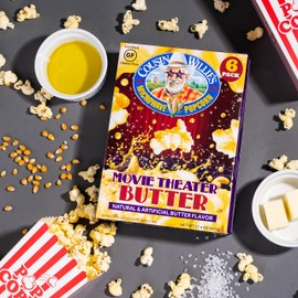 Cousin Willie's Microwave Popcorn Bags, Movie Theater Butter (4 Boxes, 12 Bags) Gourmet Popcorn Boxes for Party, Whole Grain Popcorn, Gluten Free, Low Calorie Healthy Snack, USA Made, non-GMO