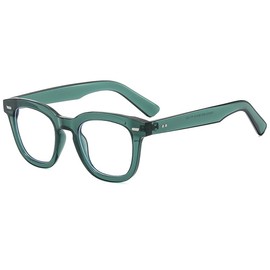 YAMEIZE Round Blue Light Blocking Glasses - Women Men Retro Small Clear Lens Glasses Computer Gaming Glasses (Green Clear)