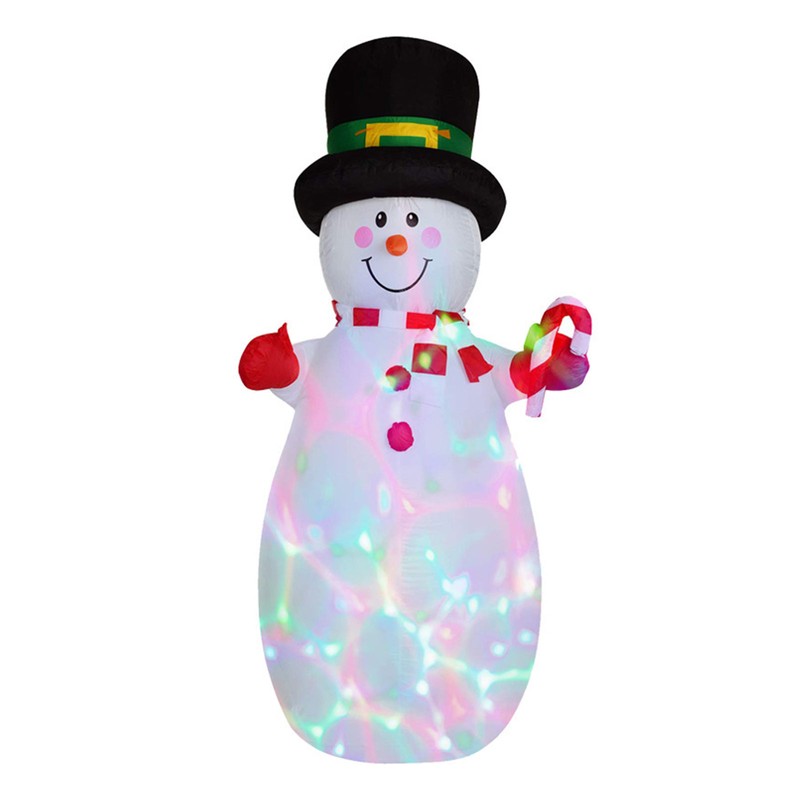 1.8m Christmas Yard Decoration Rotating Colorful Lights Inflatable Snowman Model