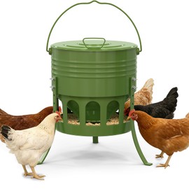 20 Lbs Metal Chicken Feeder, 12 Port No Waste Automatic Poultry Feeder