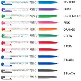Xeno Slim Ball point Pens - Baby Mikey 0.38mm 9 Color mix (Pack of 12) With twistable pencil