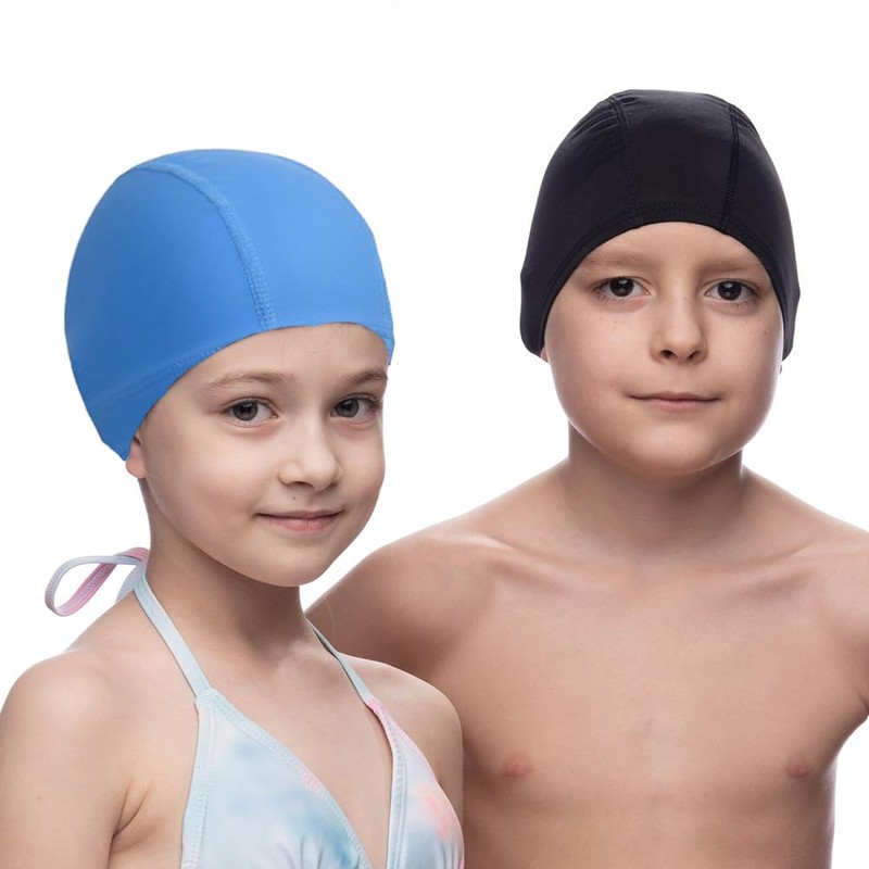 2 Pack Waterproof Swimming Caps with Eye Protection Function, They