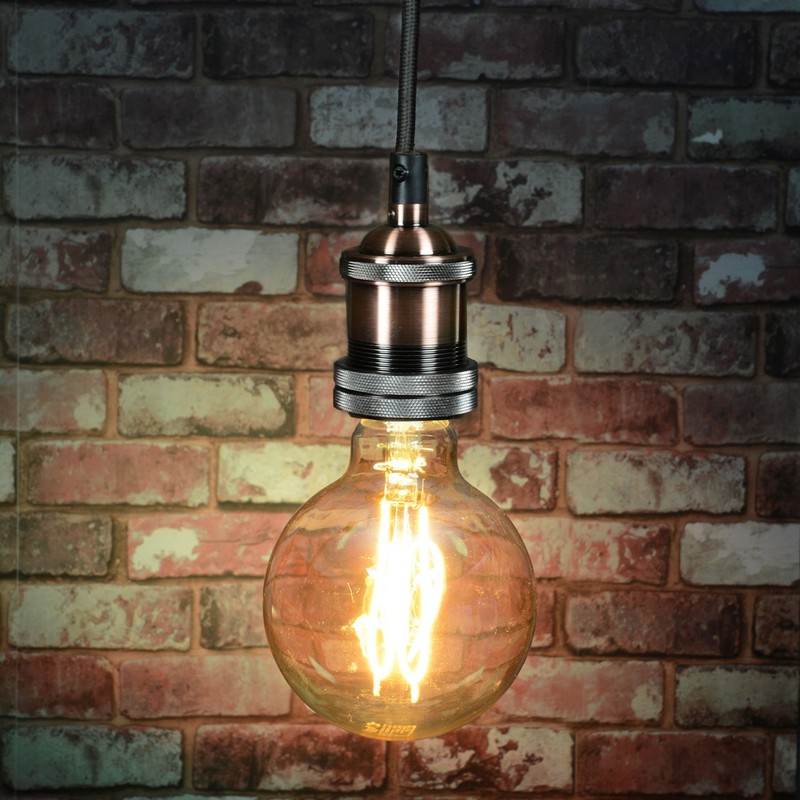 Lyyt E27 Pendant Cord Set-Antique Brass lamp Holder & Cord,