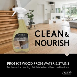 WOCA Denmark- Natural Soap Spray [750ml] - Cleaner And Protection Of Oil & Wax Finished Wood Countertops, Cutting Boards, Furniture, Cabinets, Trim and Floors (Natural)