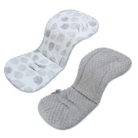 Baby Pushchair Seat Liners,Universal Double-Sided Pram Seat Liner,Baby Stroller Liner Pad Seat Cover Seat Cushion for Toddler Infant,Reversible for Pushchairs & Strollers,37x80cm(Gray Leaves)