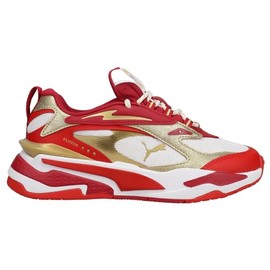 Puma - Zapatillas deportivas para correr para niños, color dorado, rojo, blanco                                                                       
