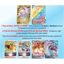 5 Pokemon Card VMAX/VSTAR Bundle - X2 VSTAR - X2 VMAX - X1 Secret Rare - No Duplicates