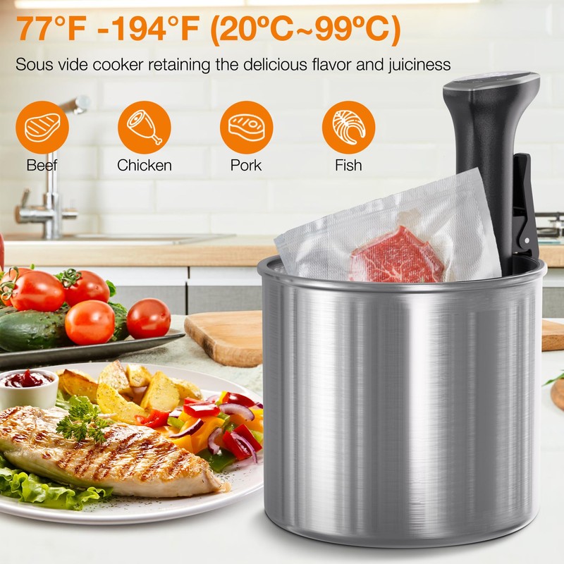Sous Vide Machine 1100W Upgraded Sous Vide Cooker Ultra-quiet Working