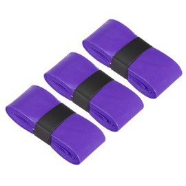 PATIKIL Tennis Racket Grip Tape, 3 Pack PU Racquet Overgrip with Damping Ridges Anti-Slip Absorbent Perforated Handle Grip Flat Adhesive for Badminton Pickleball Fishing Rod, Purple