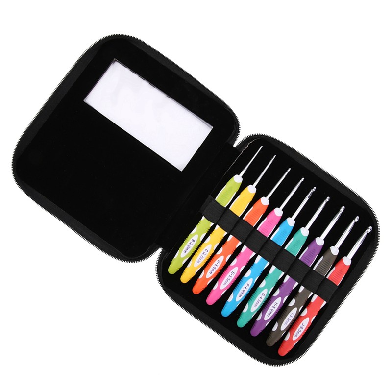 9PCS Crochet Hooks Set Knitting Smooth Needle Tools Ergonomic Plastic