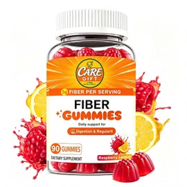 Fibre Gummies, Sugar-Free Fibre Supplements with Sodium for Gut Health and Digestive System Support -Raspberry Lemon Flavor- 60 Gummies