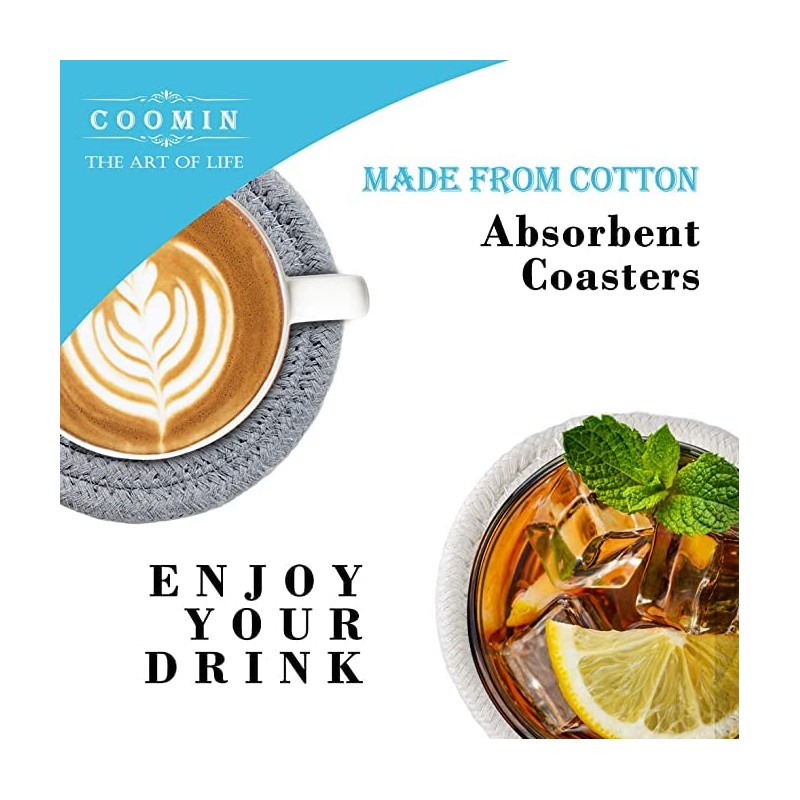 Absorbent Drink Coasters Handmade Braided Drink Coasters, Super Absorbent Heat-Resistant