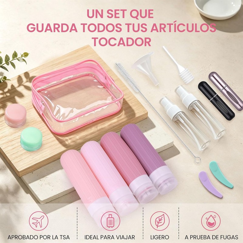 16 Pcs Botellas de Viaje de Silicona, 90ml Kit de