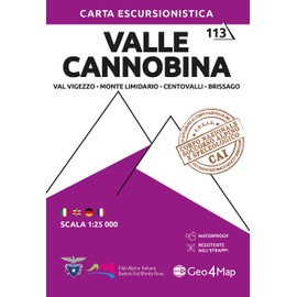 113 Valle Cannobina: Val Vigezzo-Monte Limidario-Centovalli-Brissago 1:25000 (Carta escursionistica)