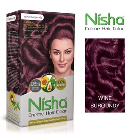 Nisha Cream Hair Color Rich Bright Long Lasting Hair Colouring For Ultra Soft Deep Shine 100% Grey Coverage Conditioning With Natural Herbs Honey Blonde and Wine Burgundy (Pack of 2)