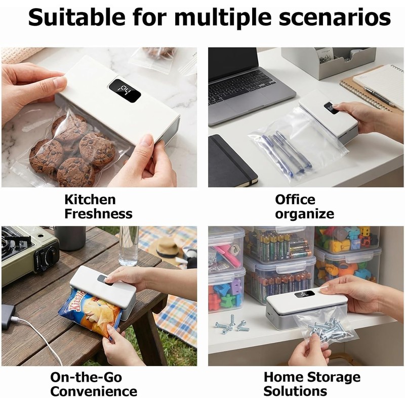 Mini Bag Sealer,6-Speed Adjustment and LED Display,Portable Mini Bag Sealer