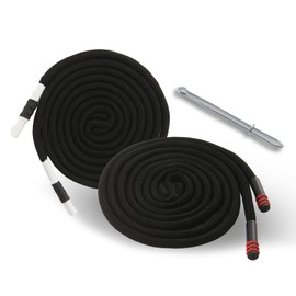 EKIND 2PCS 51 Inch Long Universal Drawstring Cords Replacement with 1PC Easy Threaders, Suitable for Sweatpants,Shorts,Hoodie String, Simple and Durable(Black Cord, Cylindrical Soft Head)