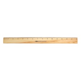 Westcott Wood Ruler with Single Metal Edge, 15"