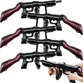 6 Pcs Inflatable Gun Prop, Inflatable Prop Gun for Cosplay, Costume Accessories Fake Machine Costume Inflatable Theme Birthday Party 1920s Party Decorations Supplies Indoor Outdoor