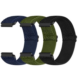 Runostrich Quick Release Nylon Watch Band - Choice of Width - 18mm, 19mm, 20mm, 22mm, 24mm Elastic Watch Straps Adjustable Stretchy Solo Loop Sport Nylon Replacement Wristband for Women Men, 3pcs