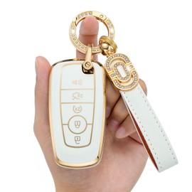 LJMTBKAN TPU Key Fob Case Cover Suitable for Ford F150 F250 F350 F450 F551 Edge Explorer Smart Key Fob, Model-a(white), white