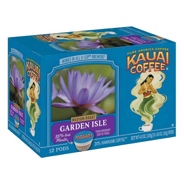 Kauai Coffee Single-Serve Pods, Garden Isle Medium Roast – 100% Arabica Coffee from Hawaii’s Largest Coffee Grower, Compatible with Keurig K-Cup Brewers - 72 Count