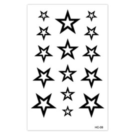 EROSPA® Temporary Tattoo Sheet - Stars - Black - 10.5 x 6.5 cm