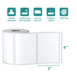 LabelChoice Direct Thermal Label 4" x 3" Compatible with Zebra Desktop Printers & Rollo Label Printer Multipurpose Labels for Shipping Address Barcodes (12 Rolls,500 Labels/Roll)