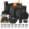 Teivio 80-piece Plastic Kitchen Wheat Straw Square Dinnerware Set for