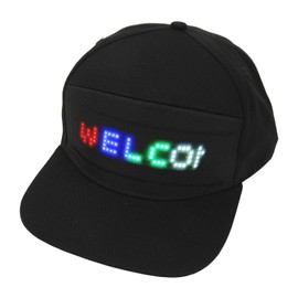 LED Cap, Programmable App, Editable LED Hat, Detachable Screen, Adjustable Size, Cotton Material, Connector, for Outdoor Concerts (Black Hat)