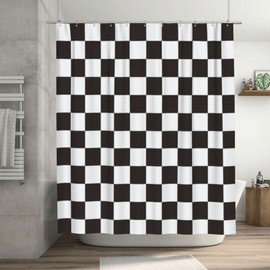 Ohocut Checkered Shower Curtain, Black and White Shower Curtains for Bathroom, Cute Retro Checkerboard Shower Curtain Vintage Aesthetic, Machine Washable Fabric Shower Curtain, 72''x72''